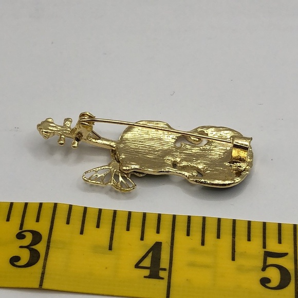 Violin Cello String Instrument with Butterfly Pin Brooch - Picture 8 of 12
